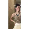 Colar Quadrado Redondo Assimétrico de Acrílico Camada Dupla Moda Retrô Corrente Simples para Clavícula Colar Elegante de Alta Qualidade para Mulheres