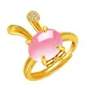 Una Variedad de Anillos de Corona de Corazón Hueco, Anillos de Reina de Corazón Estilo Japonés de Lujo Ligero con Cristal Rosa, Mis Anillos Corazón Eterno