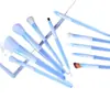 Nuevo Set de 10 Brochas de Maquillaje con Mangos de Cristal, Set Profesional de Brochas para Mezclar Sombras y Rubor para Maquilladores, Herramientas de Maquillaje