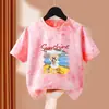 Camiseta de Manga Corta para Niña con Diseño de Estampado de Moda, Nuevo Estilo de Verano para Niños, Delgada, Transpirable, Holgada y Versátil, Moderna