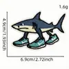 Patches Bordados de Animais Estranhos do Shanhaijing, Patches Bordados Decorativos Criativos de Tubarão em Desenho Animado, Acessórios para Roupas com Adesivo Termocolante