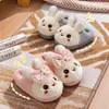 Pantuflas de Algodón de Invierno para Niños y Niñas, Calientes, con Felpa Adicional, Peludas, para el Hogar, Padre-Hijo, Conejito Lindo, Bebé, Talón Cerrado, Zapatos de Algodón