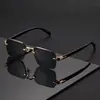 Las gafas de sol metálicas sin montura son un éxito de ventas transfronterizo, gafas de calidad metálicas con bisagras para exteriores, gafas de sol de vanguardia para hombre y mujer en Amazon