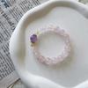 [Hifushu Naisha] Pulsera de Cristal Rosa Natural para Mujer, Pulsera Dulce y Linda de Amatista y Cristal Amarillo para Mejores Amigas