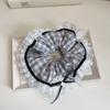 Lazo de encaje a cuadros azules con lazo para el pelo de intestino grueso para mujer, estilo coreano, elegante, estilo universitario, cola de caballo, cuerda de cabeza con tendón de goma