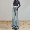 Jeans Azules Nostálgicos Lavados Micro Acampanados para Mujer 2026 Tendencia Versátil Nuevos de Verano Cintura Alta Sueltos Caídos
