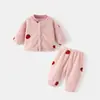 Jingqi Conjunto de Ropa de Casa de Franela para Bebé Invierno Engrosado Leggings para Bebé Pijamas Cálidos a Prueba de Viento para Niños y Niñas Invierno