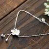 Nafuge Joyería de Plata al por Mayor Pulsera de Flor de Plata 925 para Mujer Pulsera de Plata Hecha a Mano
