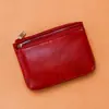 Mini billetera corta de cuero suave con cremallera, portamonedas y llaves, tarjetero, bolsa de almacenamiento compacta y portátil