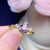 Anillo de Espinela Birmana Natural, Piedra Suelta Tamaño 6*8mm, Adecuado para Uso Diario, Combinado con Plata de Ley 925 con Chapado en Oro de 18K