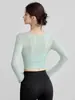 Conjunto de Yoga Falso de Dos Piezas para Mujer con Almohadillas en el Pecho Ropa Deportiva Top Entrenamiento de Pilates Manga Larga Secado Rápido Ropa para Correr Fitness
