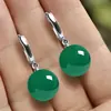 Pendientes de Plata de Ley 925 para Mujer Cuentas Bei Ágata Estilo Coreano Moda Elegante Pendientes de Gancho de Plata Pura Pendientes con Cierre de Oreja