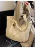 Bolso de hombro tejido para playa de gran capacidad y versátil, nuevo bolso de paja de color liso para vacaciones junto al mar, bolso de mano