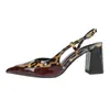 Zapatos de Tacón Alto con Estampado de Leopardo Burdeos, Patchwork, Espalda Descubierta, Gran Tamaño, Comercio Exterior Transfronterizo Europeo y Americano, Sandalias de Tacón Grueso, Zapatos Individuales