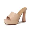 9696A Sandalias de Plataforma Impermeables de Boca Baja con Tacón Alto y Chanclas Nuevo Estilo Coreano Moda Versátil Tacón Grueso Calzado de Exterior Sandalias de Media Chancla