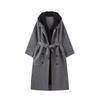 Moda Europea y Americana Transfronteriza 2024 Otoño e Invierno Nuevo Dos Piezas Color Contrastante Capucha Desmontable Cinturón Chaqueta Tejida Exterior