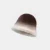 Sombrero de Pescador de Felpa Cálido para Mujer, Sombrero de Cubo de Color Degradado de Invierno, Sombrero de Cubo de Moda Elegante y Versátil