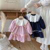 Vestido para Niña Otoño Nuevo Estilo Estilo Universitario Solapa Corbata de Lazo Niños Pequeños y Medianos Cuello Marino Vestido para Bebé Niña Niños
