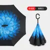 Paraguas Invertido Automático de Doble Capa con Mango Largo para Hombres y Mujeres, Protección Solar, Lluvia o Sol, Parasol Grande de Doble Capa Resistente al Viento para Montar en el Coche