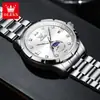 Una generación de relojes de la marca Oli para hombre, populares en el extranjero, con calendario simple, fase lunar, movimiento de cuarzo, relojes para hombre impermeables