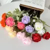 3 Flores de Peonía Artificiales con Acabado de Terciopelo para Arreglos de Boda, Arreglos Florales y Decoración de Sala de Estar