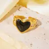 Anillo de Piedra Natural Europeo y Americano Unisex Moda Diseño de Nicho Acero de Titanio Colorido Resistente al Agua PVD Anillo Abierto