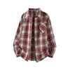 2026 Transfronteiriça Amazon Nova Camisa Masculina Xadrez Retro Solta de Manga Longa Moda Jovem Camisa Casual para Homens