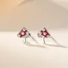 Brincos de Prata Esterlina S925 Estilo Natalino Papai Noel Rena para Mulheres Árvore Pequena Cogumelo Nó de Natal Urso
