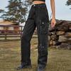Estación Independiente Transfronteriza Europea y Americana Amazon Nuevo Diseño de Mezclilla Lavada Multibolsillos Peto Pantalones Pantalones Casuales para Mujer