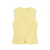 Ropa europea y americana para mujer transfronteriza, popular en AliExpress, chaleco sin mangas de dos colores con botones, casual, moderno, a la moda