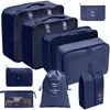 Set organizador de viaje premium, incluye 11 piezas: bolsas para guardar ropa, bolsas con cordón, bolsas para cosméticos y artículos de tocador, y bolsas de malla plegables para almacenamiento