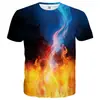 Camiseta de manga curta estampada digitalmente em 3D, popular no exterior, para o verão, solta, com efeito estereoscópico 3D para olho nu, sucesso europeu e americano