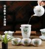 Producto Nuevo Tetera Celadón Verde Sombra Juego de Té Kung Fu Tetera Verde Bambú Tetera Tapa Tazón Cerámica Olla Rica Olla Individual Individual