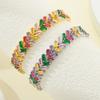 Moda nicho europea y americana temperamento elegante irregular doble fila diamante de color circón rectangular temperamento simple pulsera con hebilla de reloj
