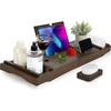 Estante de baño de bambú con tapa abatible, ajustable, telescópico, bandeja de baño, color opcional