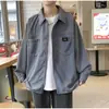 Camisa de manga larga para hombre, chaqueta, ropa de trabajo retro japonesa de primavera y otoño, camisa de pana casual holgada de moda con bolsillo