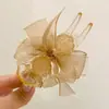 Pinza para el cabello con cabeza de bola para mujer verano simple temperamento flor malla parte posterior de la cabeza pinza de garra recogido horquilla