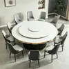 Venda Direta de Fábrica Mesa de Jantar Elétrica para Hotel Mesa Redonda Grande Mesa de Restaurante Hot Pot de Rocha Leve de Luxo com Mesa de Fogão de Indução 20 Pessoas
