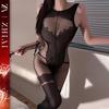 Lencería Sexy, Uniforme Atrevido Transparente, Ropa de Malla Sexy Provocativa, Body de Desgarro Juguetón, Body sin Cierre en la Entrepierna