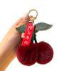 [Sakura para ti] Llavero Colgante de Llaves de Coche de Cereza de Piel de Conejo Rex Real Colgante de Bolsa de Bola de Felpa ins Regalo