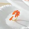 Explosiones pequeño traje de joyería de margarita para mujer dulce moda anillo de flor naranja pulsera collar pendientes de pasador de plata pendientes pendientes