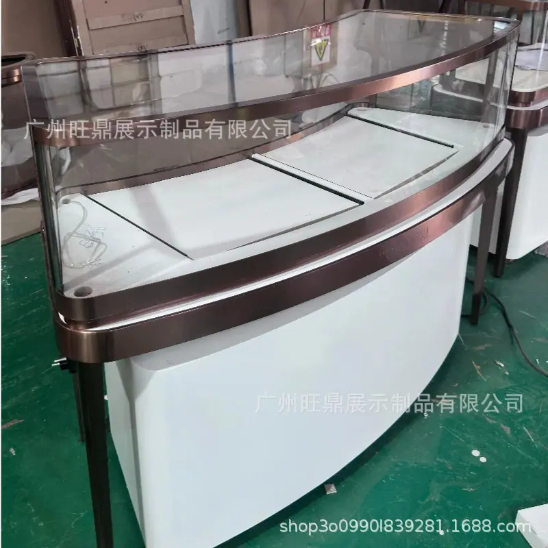 珠宝柜不锈钢产品展示柜弧形半圆形玻璃展示台黄金珠宝店柜台直销