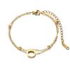 Pulsera de acero inoxidable dorada con 26 letras coreanas, de estilo coreano, con cadena doble apilada, estilo popular en Amazon.
