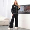 Nuevo Conjunto de Punto de Dos Piezas para Mujer, Estilo Europeo, Cuello Polo, Botones Individuales, Holgado, Casual, Pantalones de Pierna Ancha, Otoño e Invierno 2026