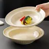 Vajilla de cerámica de alta gama, elegante y minimalista para uso doméstico, que incluye platos hondos, platos para sopa y platos para pasta/ensalada.
