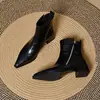 Botas de algodón peludo estilo francés con punta fina, tacón grueso y cremallera lateral para mujer, botines nuevos para otoño e invierno 2026 con tacón medio, botas elegantes de corte ajustado