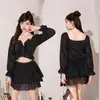 2025 Novo Maiô Doce Feminino Dividido Boxer Cueca Pequeno Fresco e Fofo Estudante Menina Manga Longa Proteção Solar Maiô Feminino