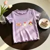 Camiseta de manga corta de dibujos animados para niñas transfronteriza, nuevo estilo 2026, camiseta interior de seda de hielo de manga corta para niños, top de dopamina para bebé
