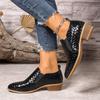 Zapatos de tacón grueso de punta con corte profundo, versátiles y de moda para mujer, versión coreana nueva para primavera y otoño, cómodos zapatos casuales sin cordones para mujer
