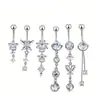 Colgante de Flor de Zirconia de Acero Inoxidable Joyería de Piercing Sencilla Anillo para Ombligo Set de Venta Caliente en Amazon Venta al por Mayor